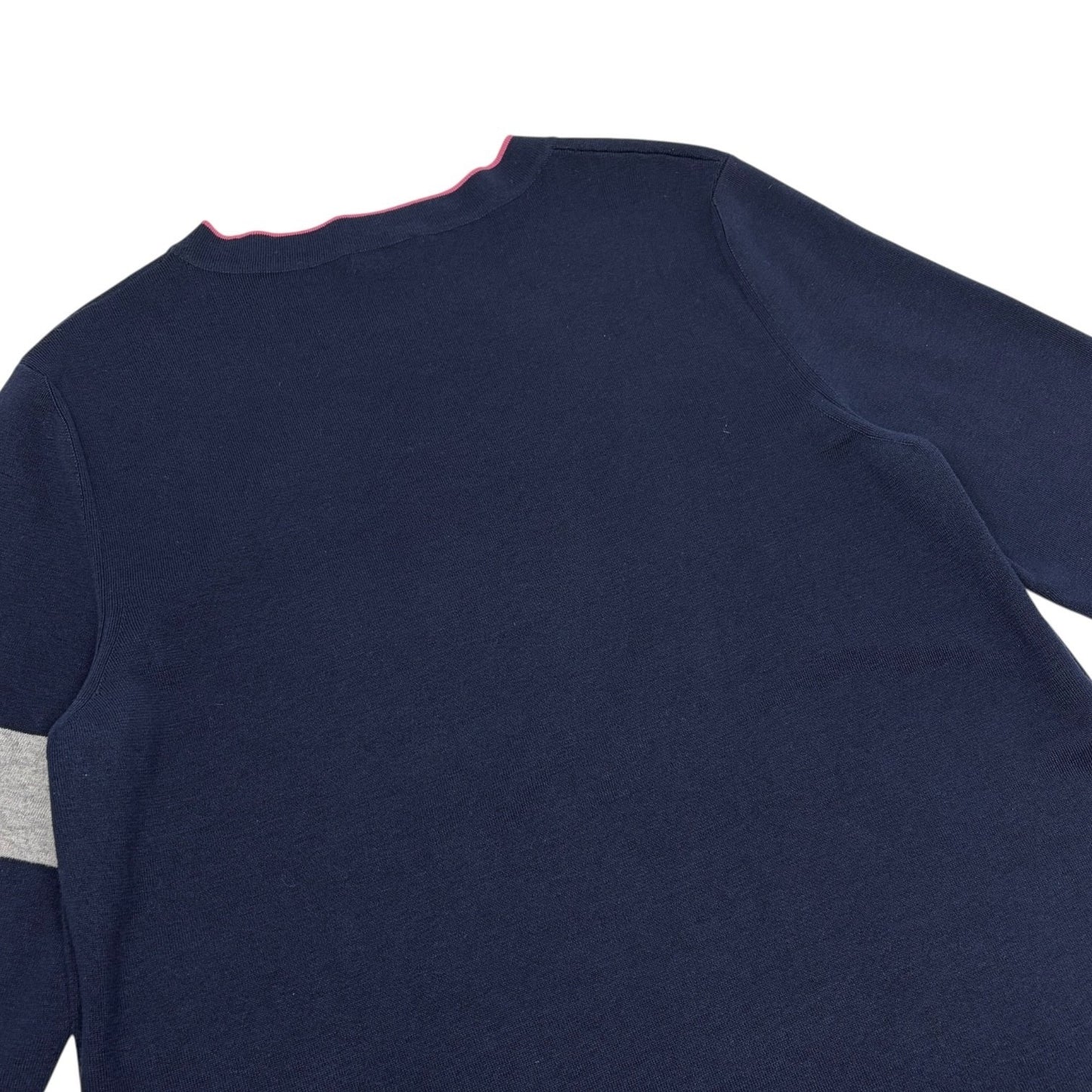 CHANEL Vintage 08P CC Logo Cashmere Knit Top #46 Dark Blue Pink Gray 902453