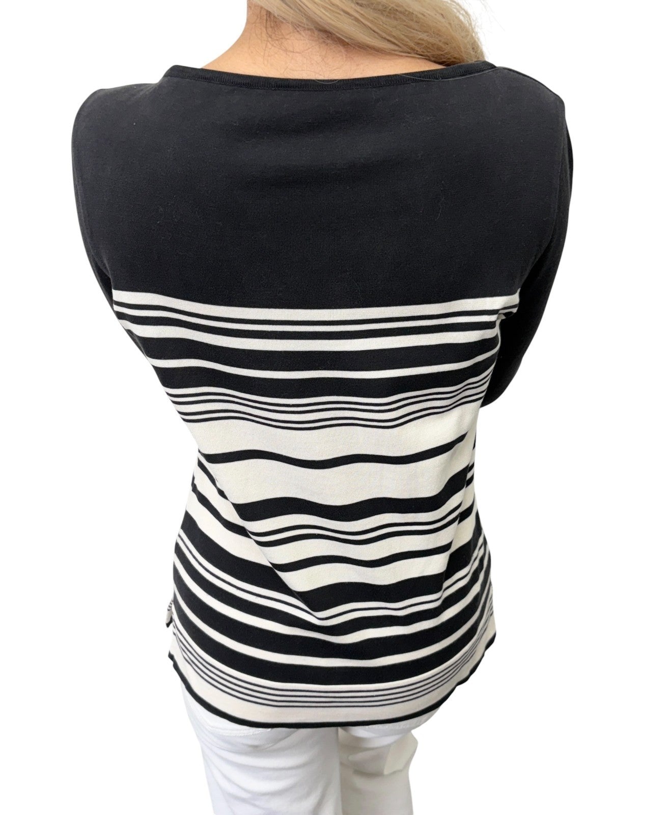 CHANEL Vintage 98P CC Logo Strip Knit Shirt Top #36 Long Sleeve Black 901887