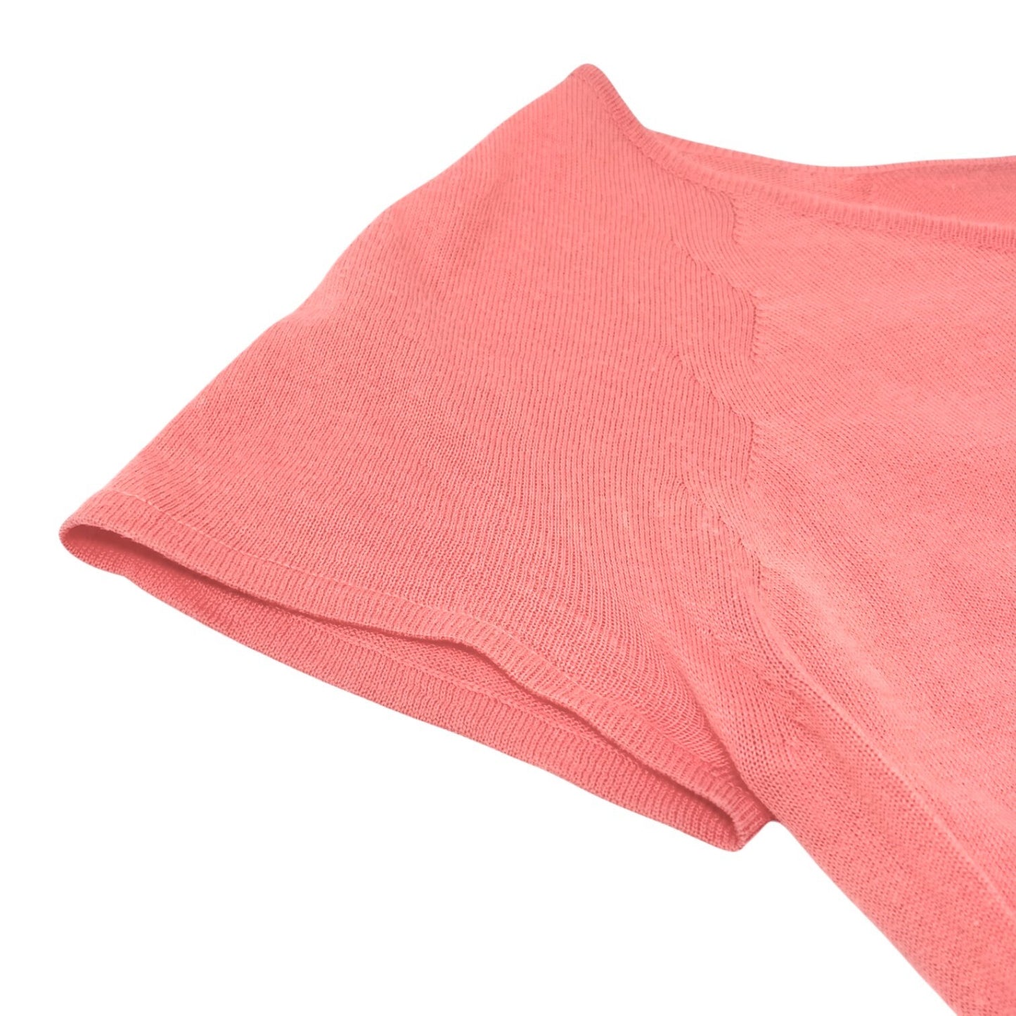 CHANEL Vintage 04P CC Logo Knit Top #38 Pink Orange Short Sleeve Round Neck