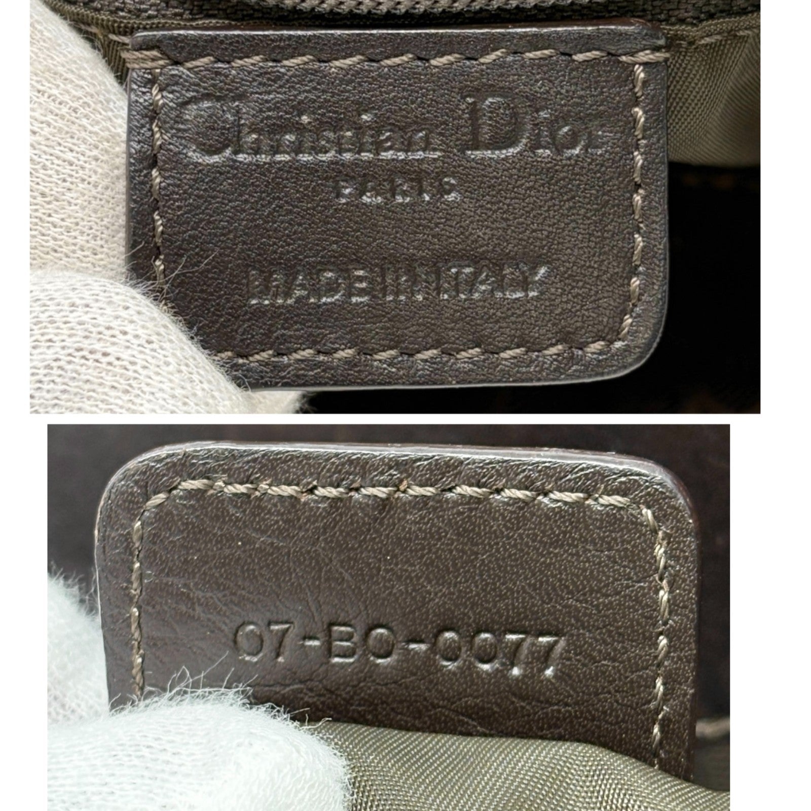 Christian Dior Vintage 2007 Logo Trotter Monogram Tote Bag Heart Brown Leather