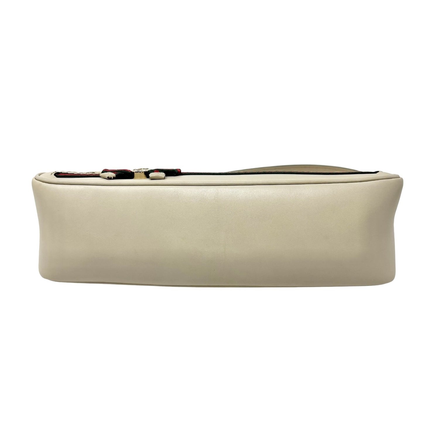 GUCCI Vintage GG Monogram Web Stripe Canvas Shoulder Bag Beige Ribbon 902570