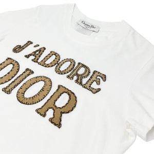 Christian Dior Vintage J'ADORE Logo T-shirt Top #38 Stitch White Cotton Rank AB