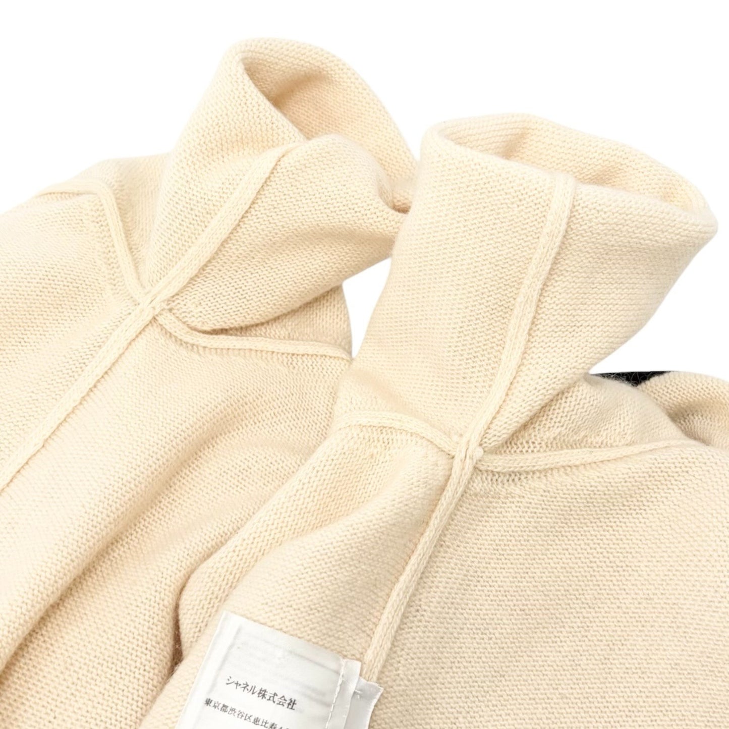 CHANEL Vintage 02A CC Cashmere Knit Cardigan Sweater Top #38 Cream 901825
