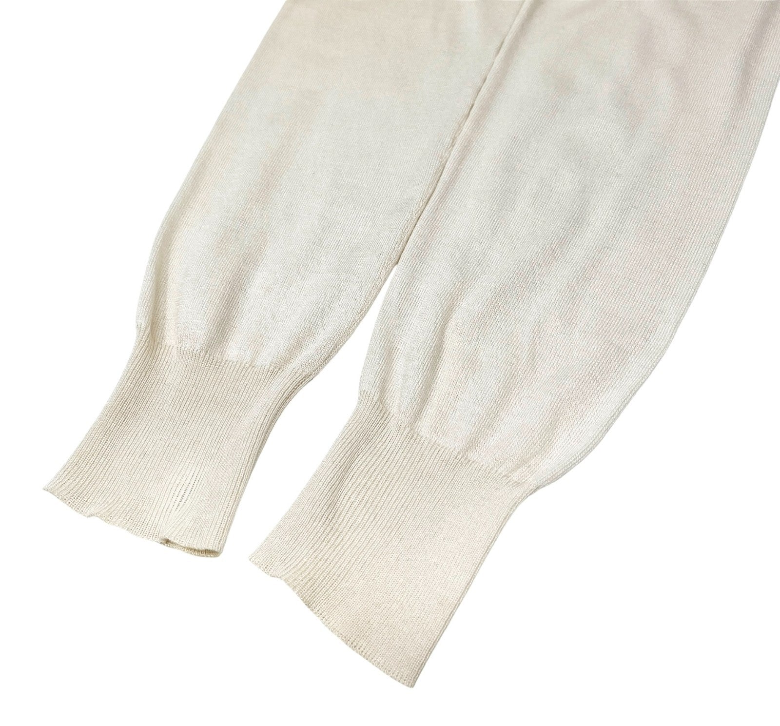 GUCCI Vintage Cardigan Sweater Top #L Punching Cream Gold Silk Cotton Nylon