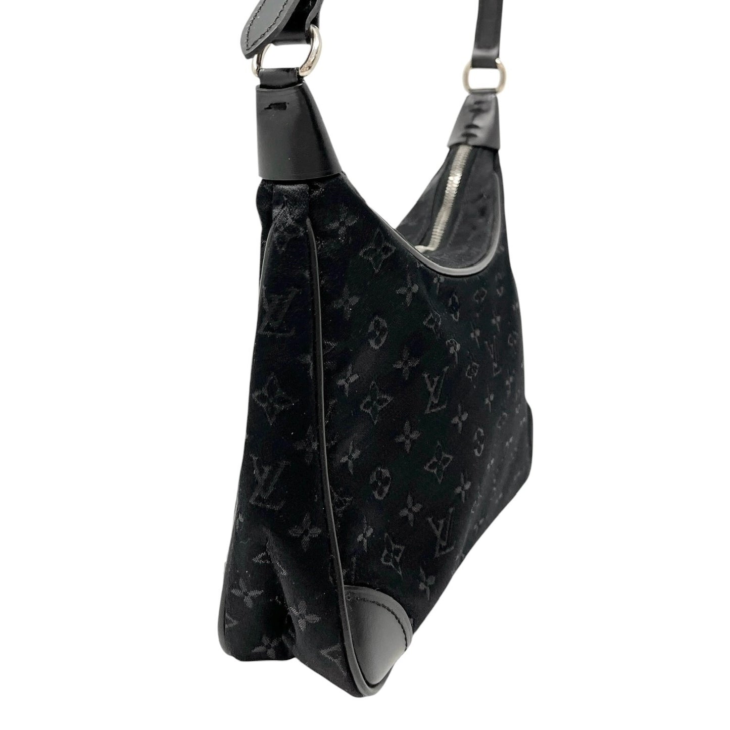 LOUIS VUITTON Vintage LV Monogram Little Boulogne Mini Shoulder Bag Black Satin