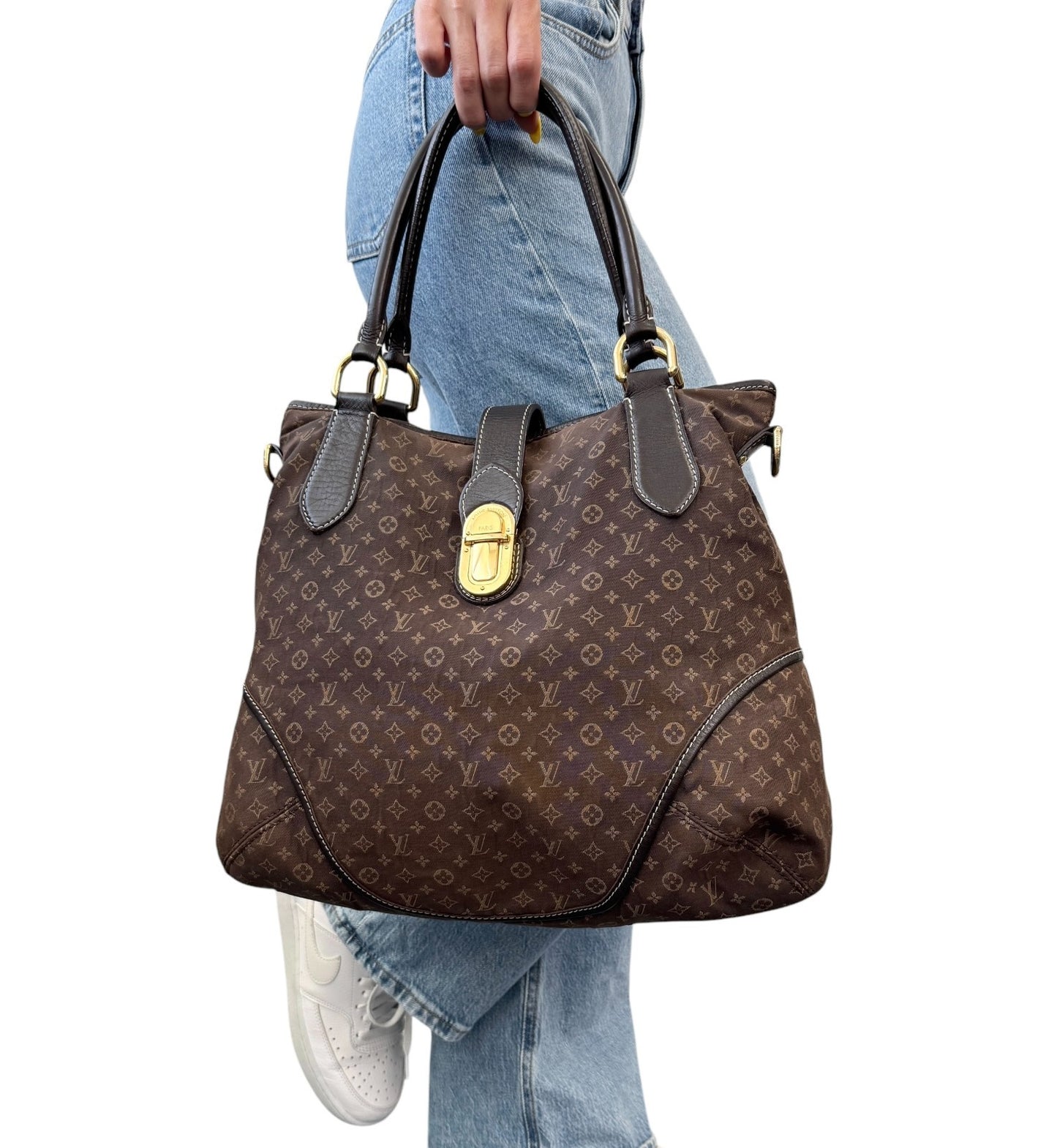 LOUIS VUITTON Vintage Monogram Idylle Elegy 2way Shoulder Bag Brown Gold