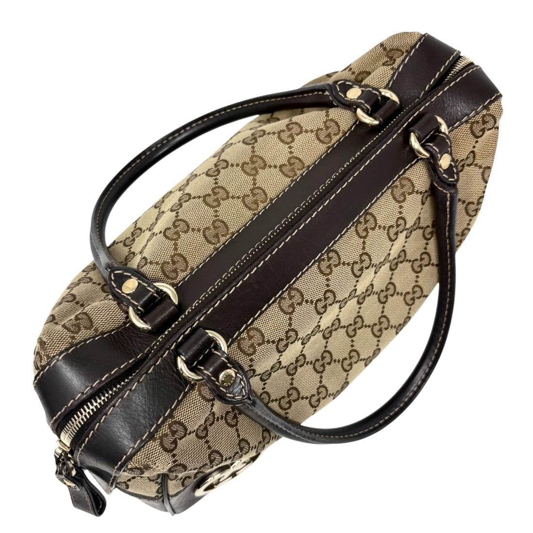 GUCCI Vintage GG Monogram Lovely Heart Shoulder Bag Beige Brown Canvas 902325