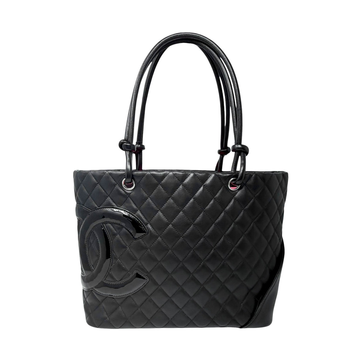 CHANEL Vintage Cambon Line CC Logo Quilted Shoulder Tote Bag Black 902456