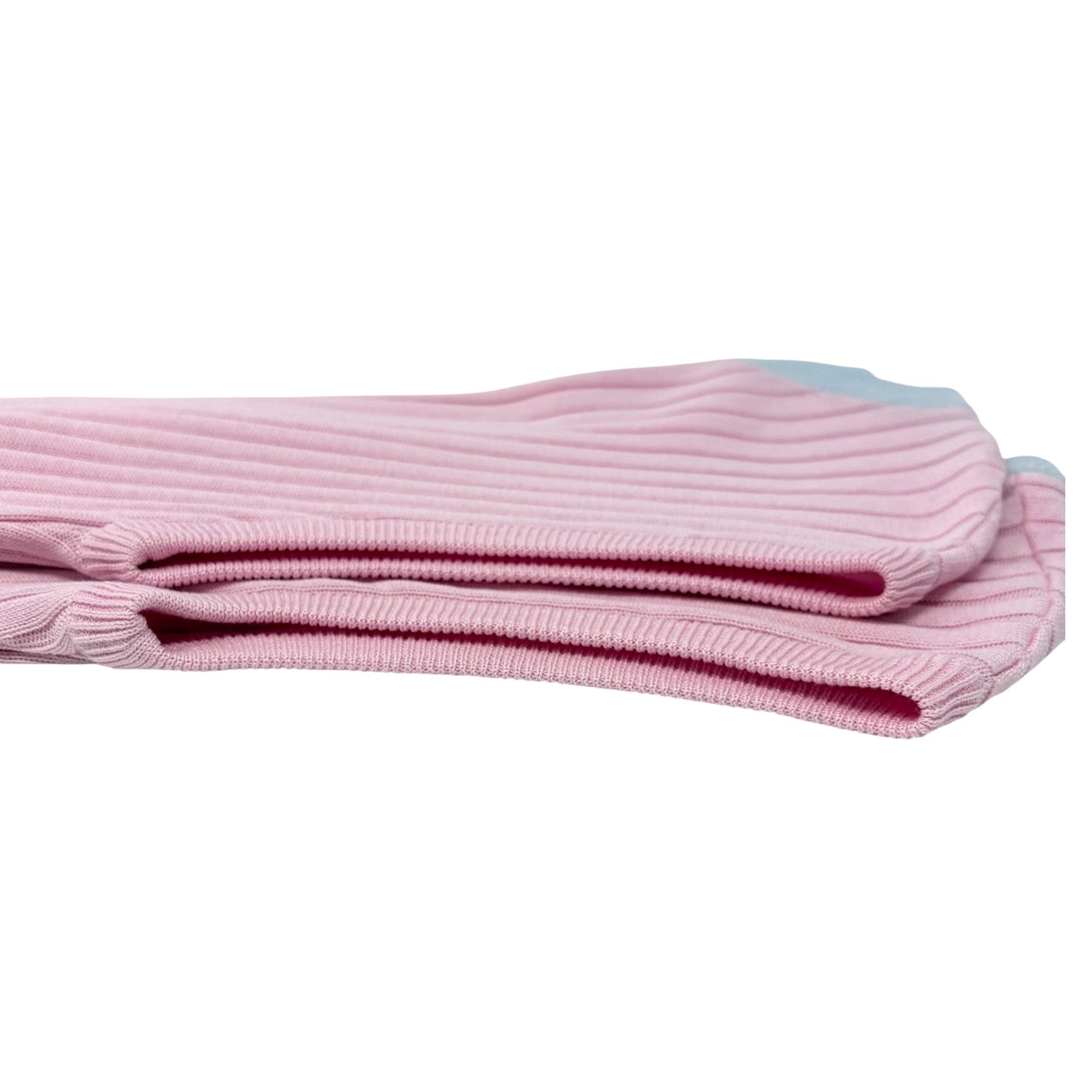 CHANEL Vintage 97P CC Logo Rib Knit Tank Top #40 Pink Blue Cotton Colorblock