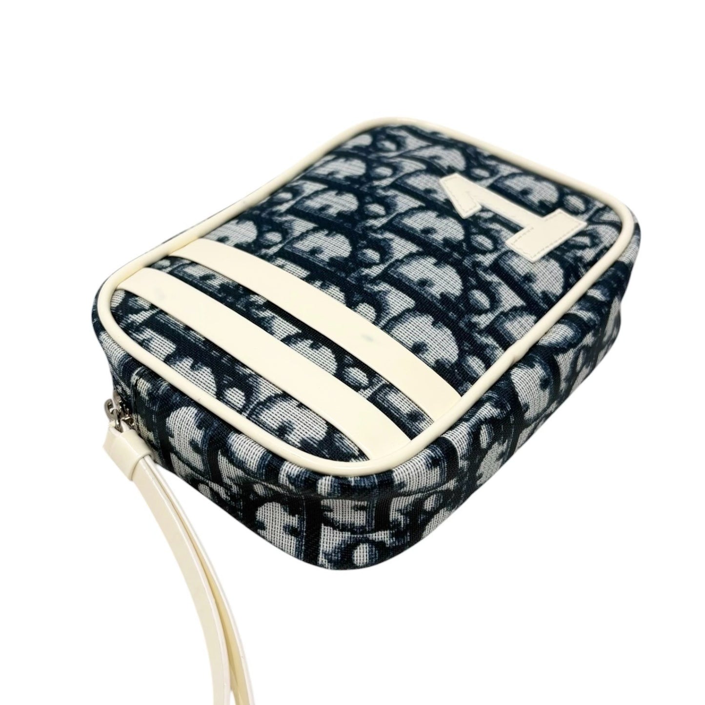 Christian Dior Vintage 2003 Trotter Monogram No.1 Zip Pouch Blue White PVC