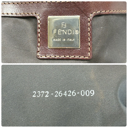 FENDI Vintage FF Logo Mamma Baguette Pony Calf Hair Shoulder Bag Brown Beige