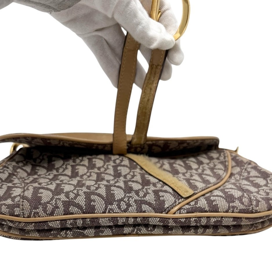 Christian Dior Vintage Trotter Monogram Double Saddle Bag Brown Canvas 902347