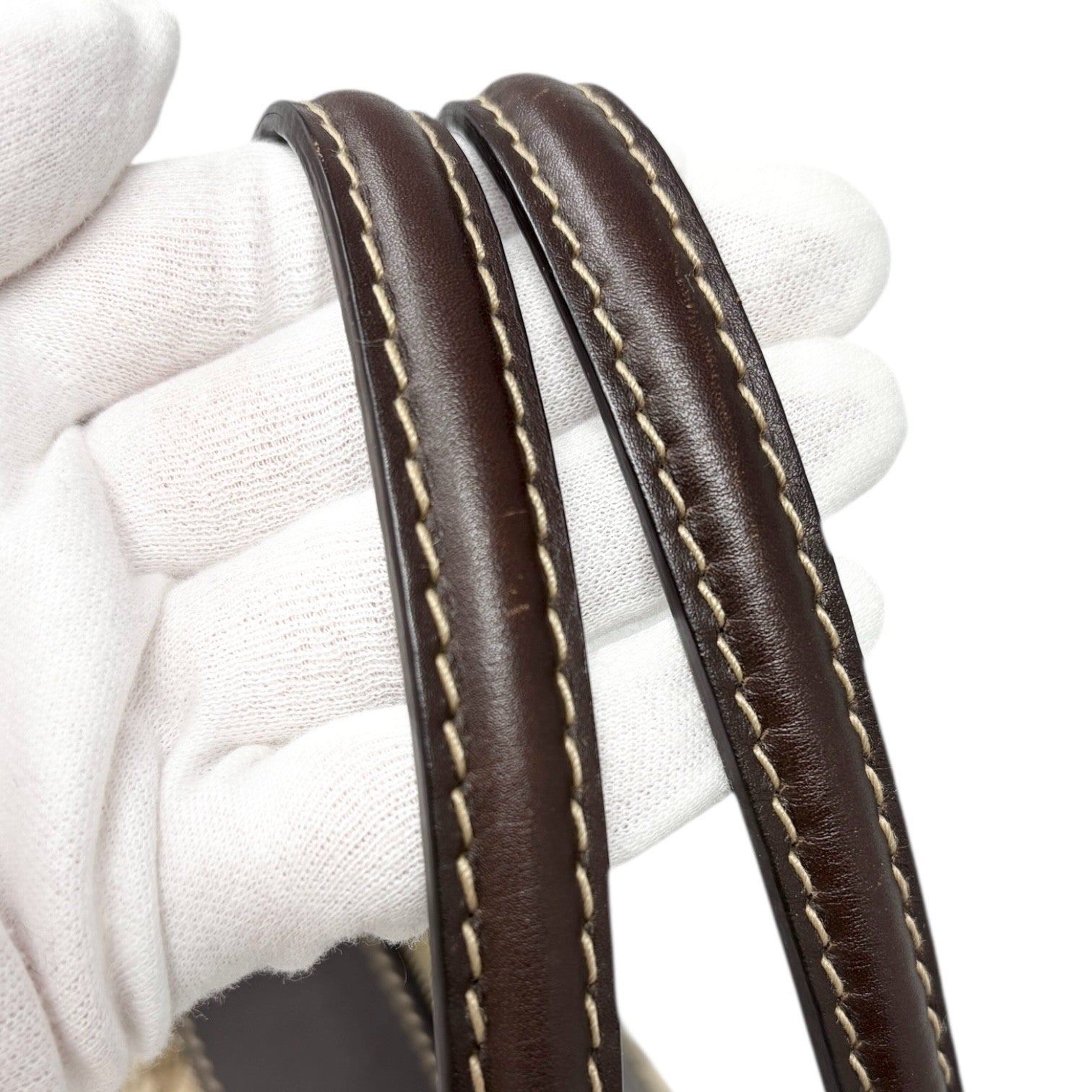 GUCCI Vintage GG Monogram Web Stripe 2way Shoulder Bag Beige Brown Ribbon