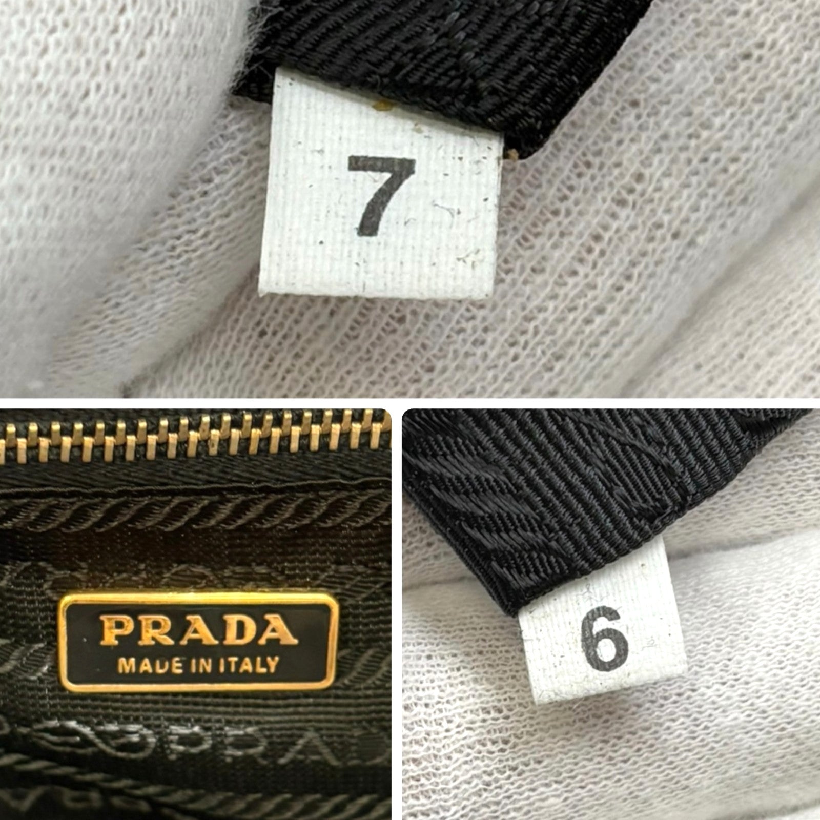 PRADA Vintage Logo Pochette Mini Shoulder Bag Black Gold Nylon Zip Leather