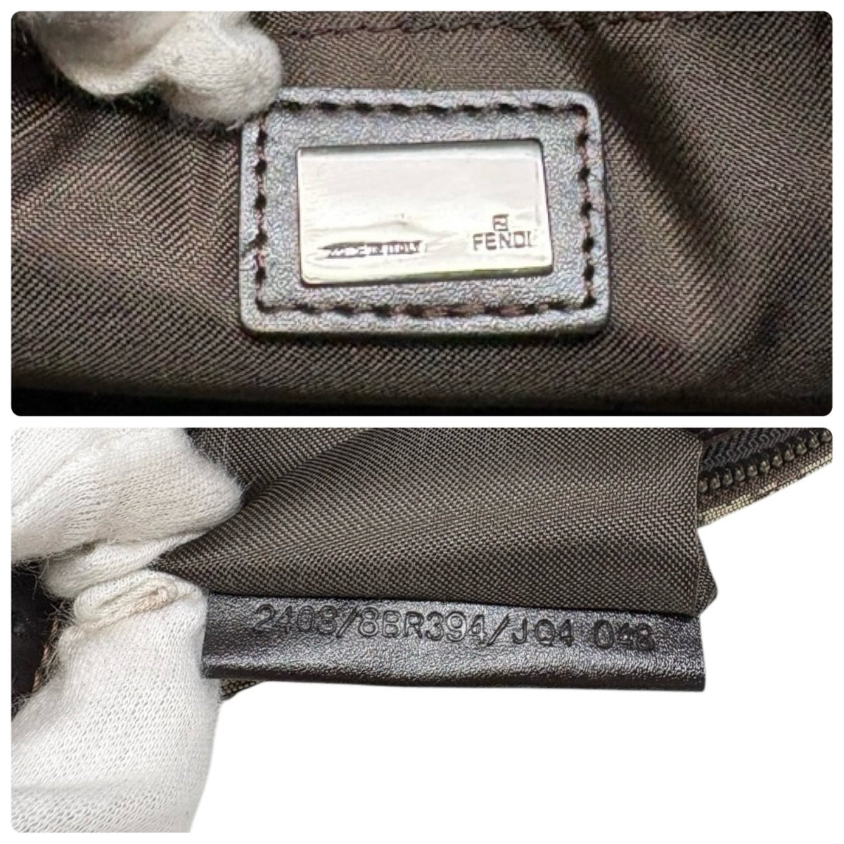 FENDI Vintage Logo Zucchino Shoulder Bag Pochette Brown Canvas Pocket 902351