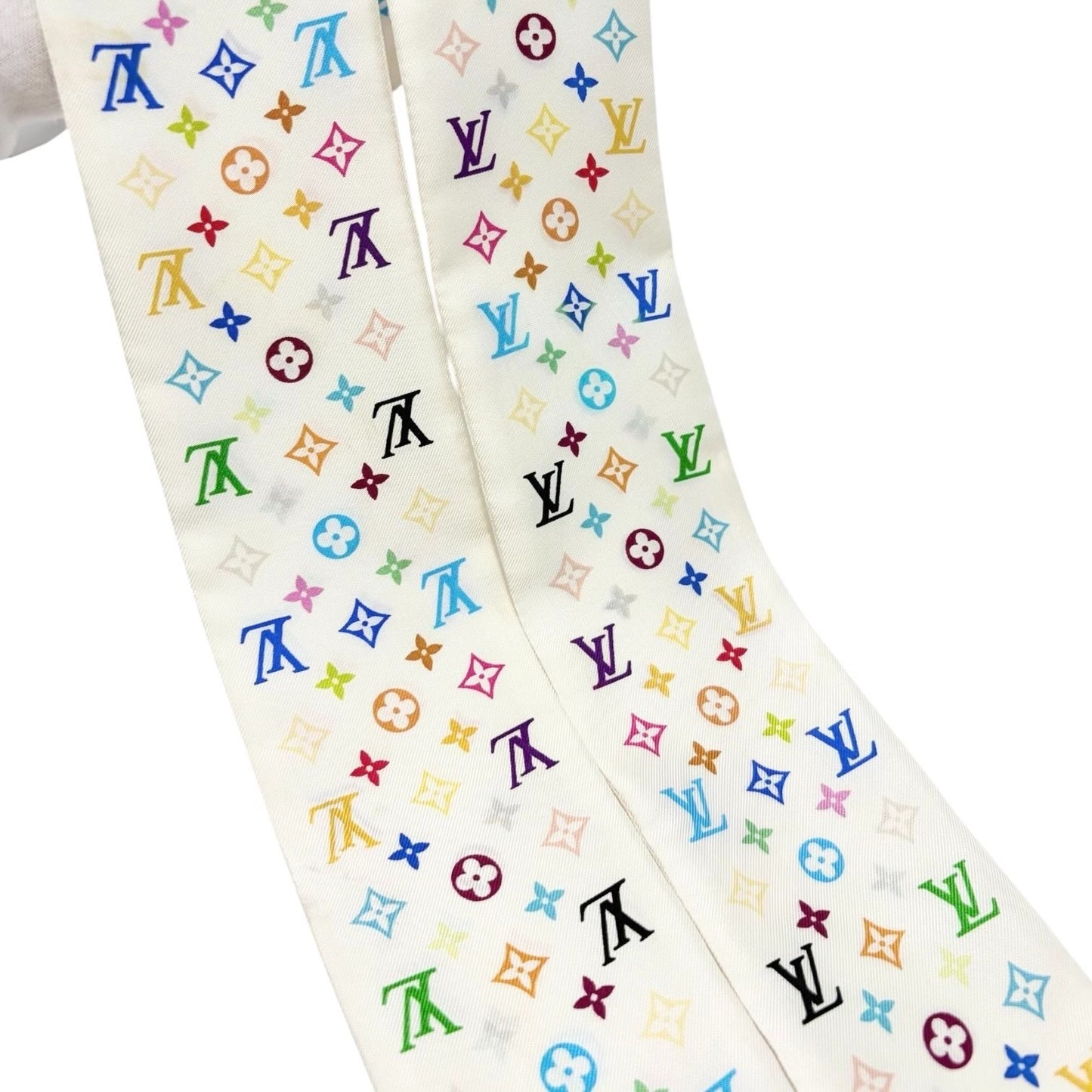 LOUIS VUITTON Vintage LV Monogram Multicolor Bandeau Scarf Silk Hair 902245