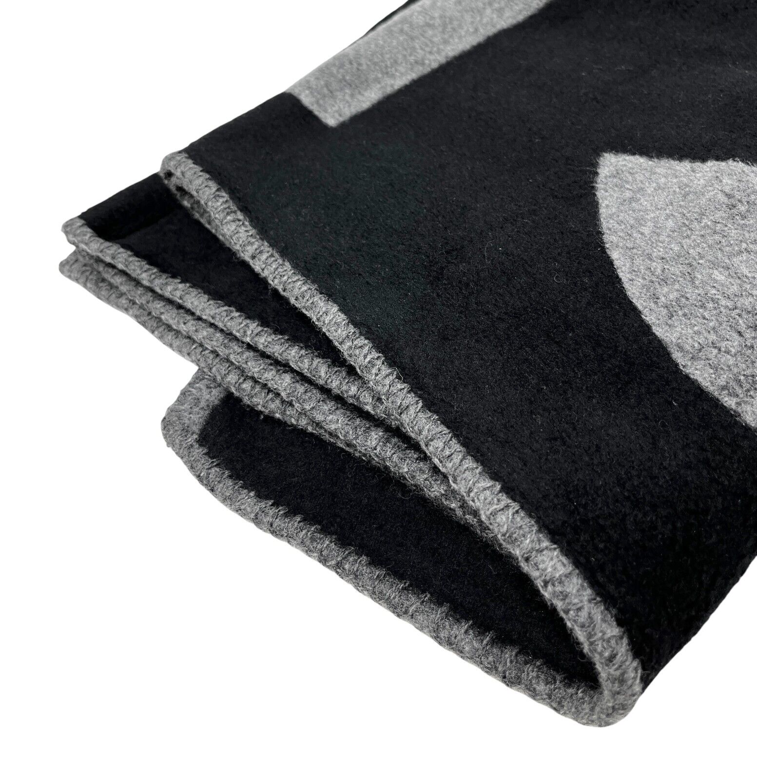 CHANEL Vintage Logo Muffler Scarf Wrap Accessory Black Gray Silk Cashmere