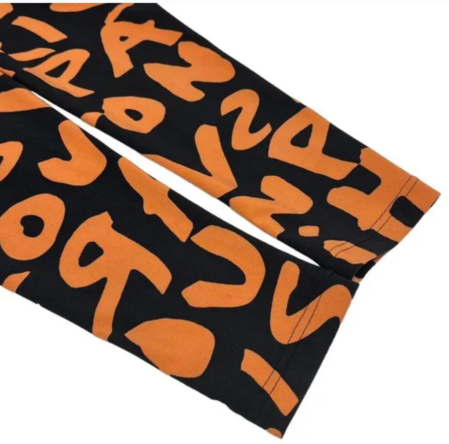 LOUIS VUITTON Vintage Graffiti Leggings #34 Pants Black Orange Nylon