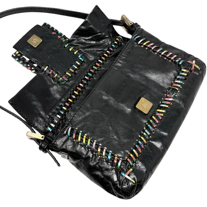 FENDI Vintage Mamma Baguette Multicolor Whipstitch Mini Bag Black 901874