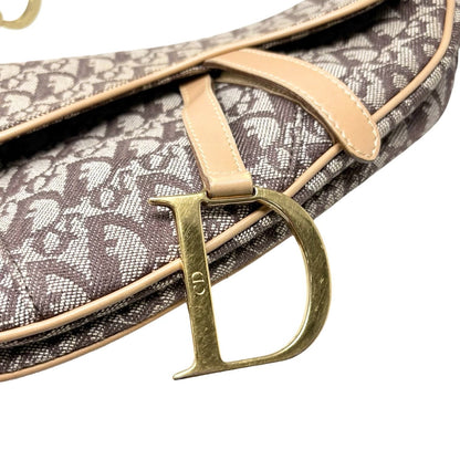 Christian Dior Vintage Trotter Monogram Saddle Bag Brown  Gold Canvas 902327