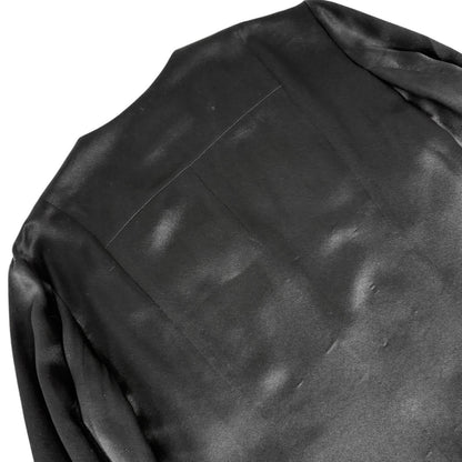 CHANEL Vintage 94A CC Logo Silk V-neck Shirt Blouse Top #38 Black Gold 902814