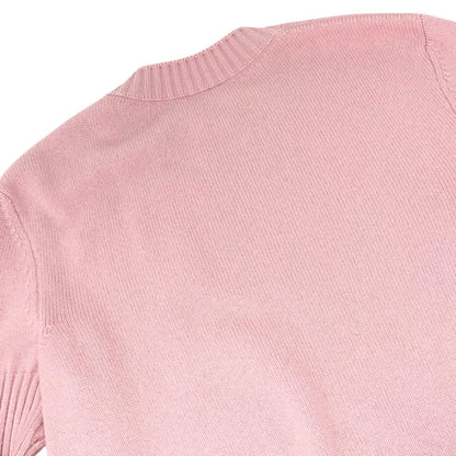 CHANEL Vintage CC Logo Turnlock Cashmere Ribbed Sweater Top #36 Pink 902225
