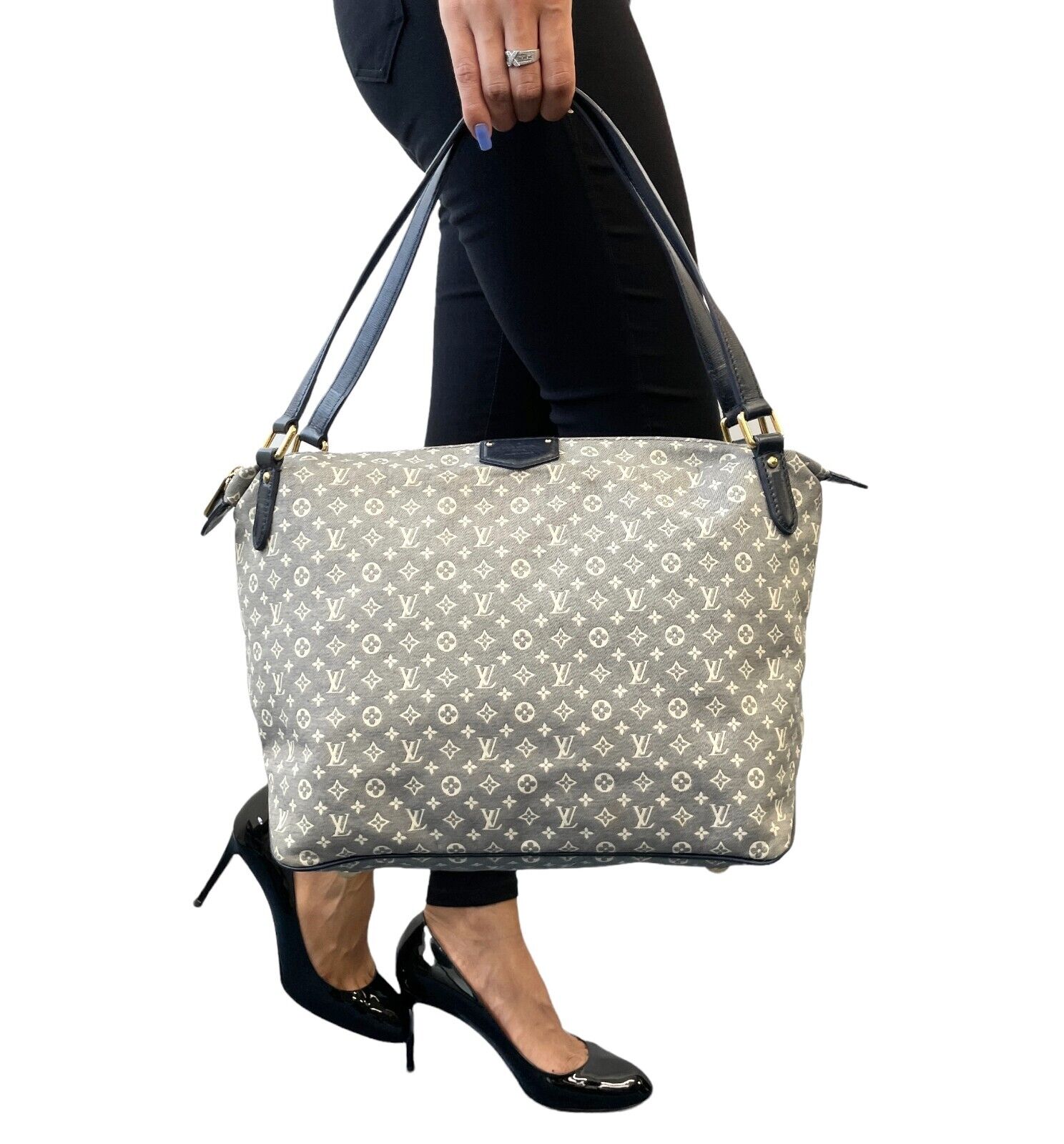LOUIS VUITTON Vintage Monogram Idylle Ballade Shoulder Bag Dark Blue Canvas