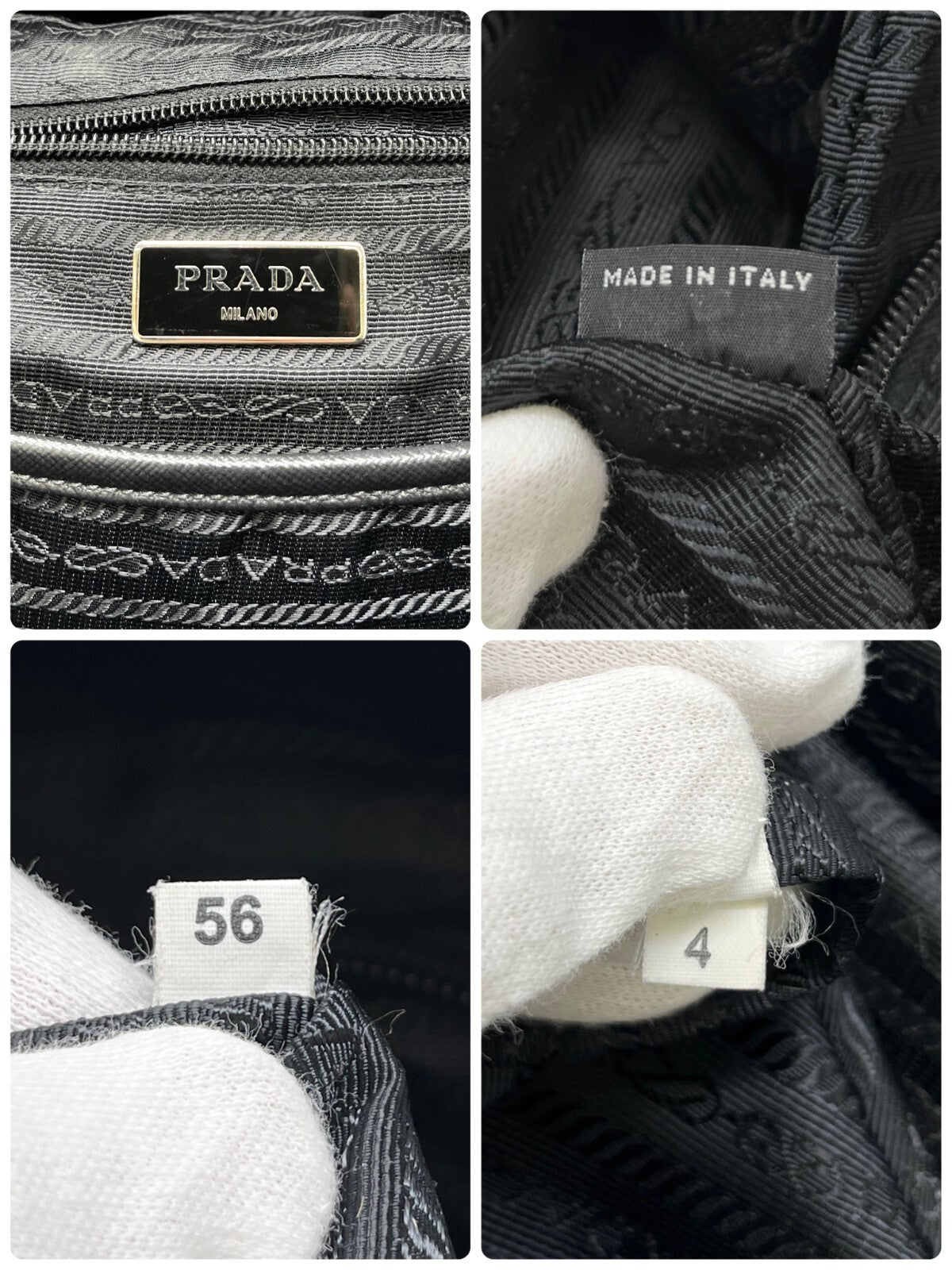 PRADA Vintage Logo Zebra Backpack Zip Mesh Black White Nylon Leather