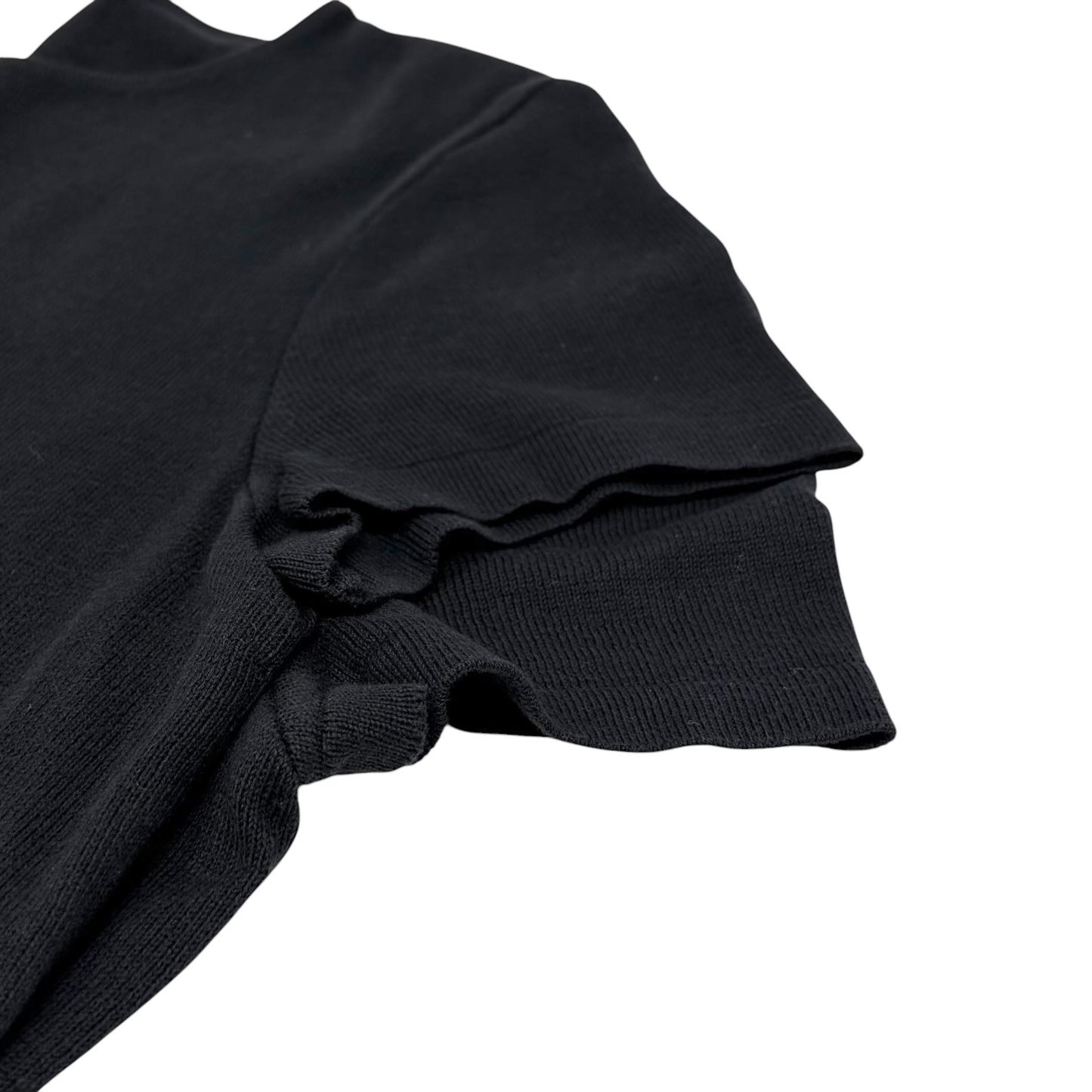 CHANEL Vintage 05C CC Logo Knit Top T-shirt #36 Black Cotton 902017