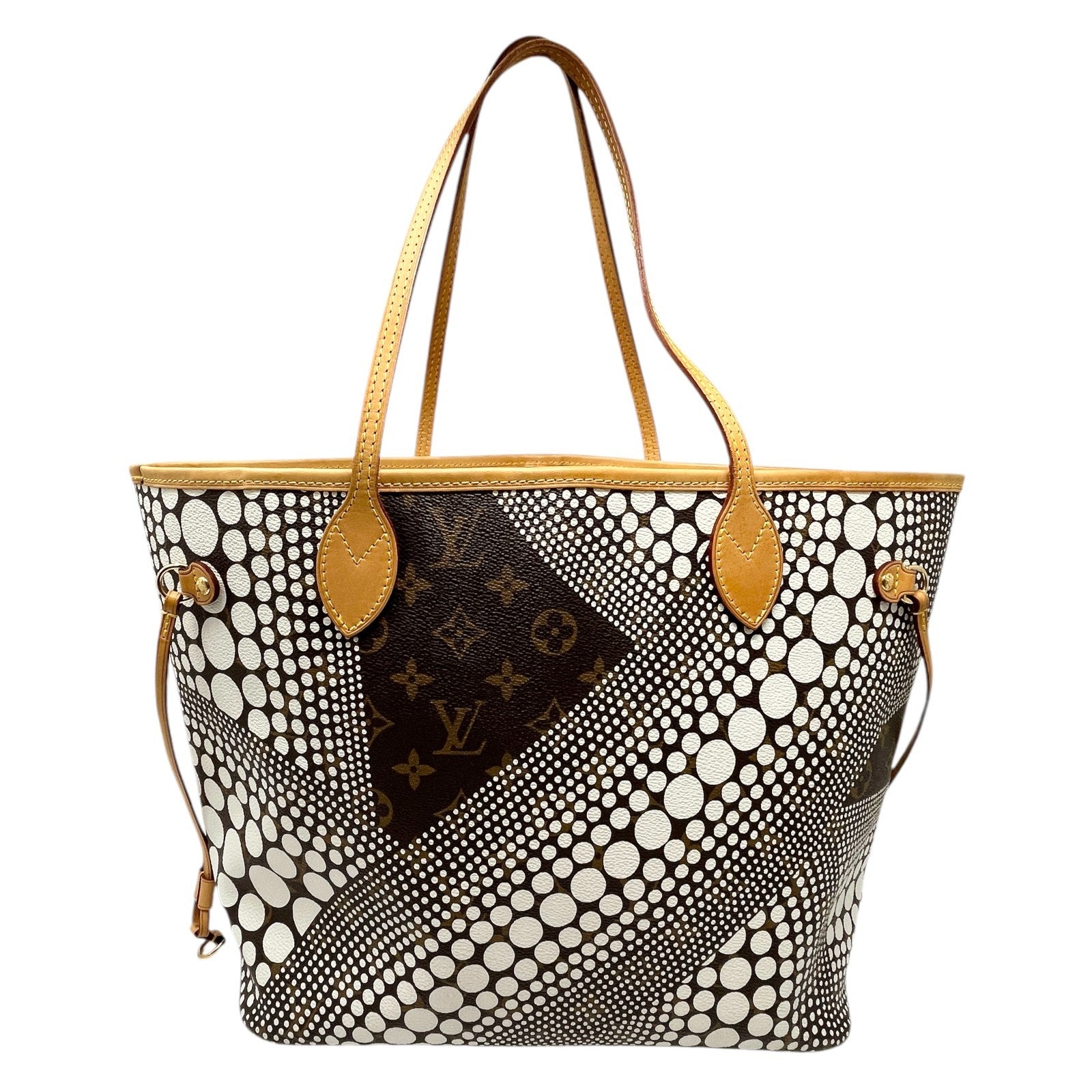 LOUIS VUITTON Vintage Monogram Neverfull MM Yayoi Kusama Tote Bag Dots White