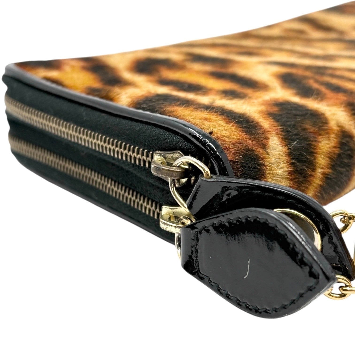 Christian Dior Vintage 2001 Logo Leopard Print Pony Hair Wallet Dice Charm