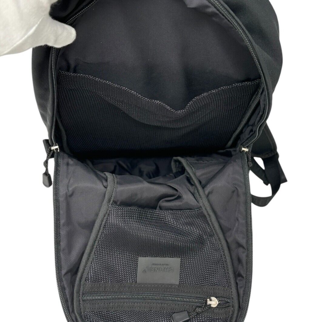 CHANEL Sport Vintage 2004 CC Mark Logo Backpack Black White Nylon Leather Zip