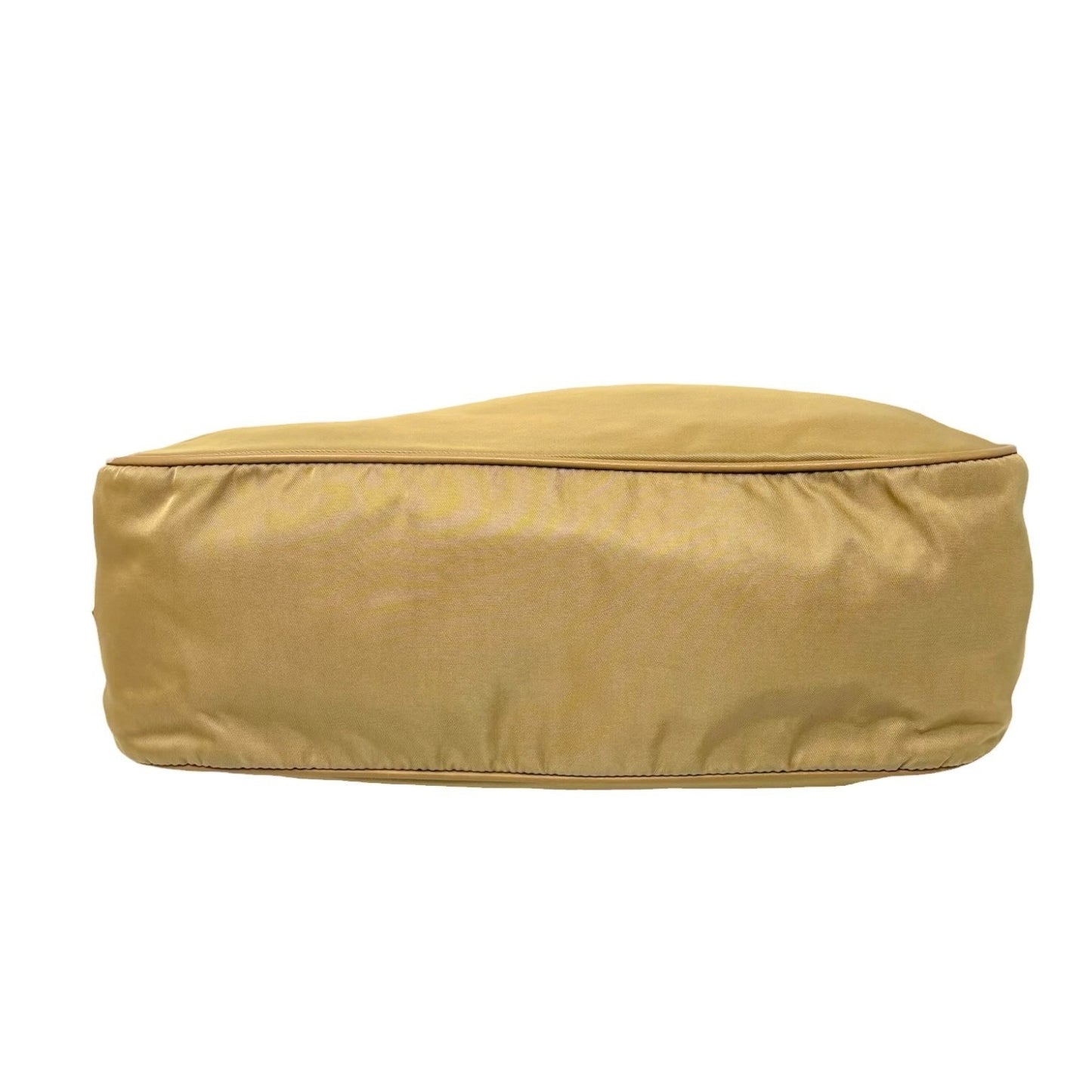 PRADA Vintage Triangle Logo Tessuto Nylon Shoulder Hobo Bag Leather Yellow Key