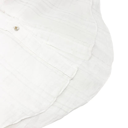 CHANEL Vintage CC Logo Checked Button Up Shirt #38 White Cotton Pocket 902289