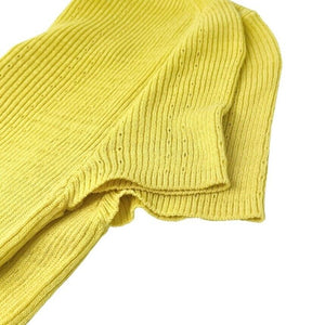 CHANEL 09P Vintage CC Logo Summer Knit Top #34 Yellow Cotton Rank AB+