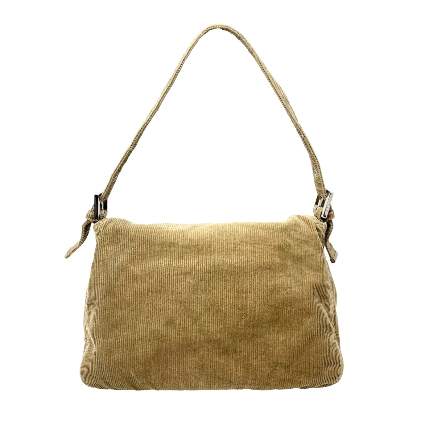 FENDI Vintage FF Logo Corduroy Mamma Baguette Shoulder Bag Light Brown 902415