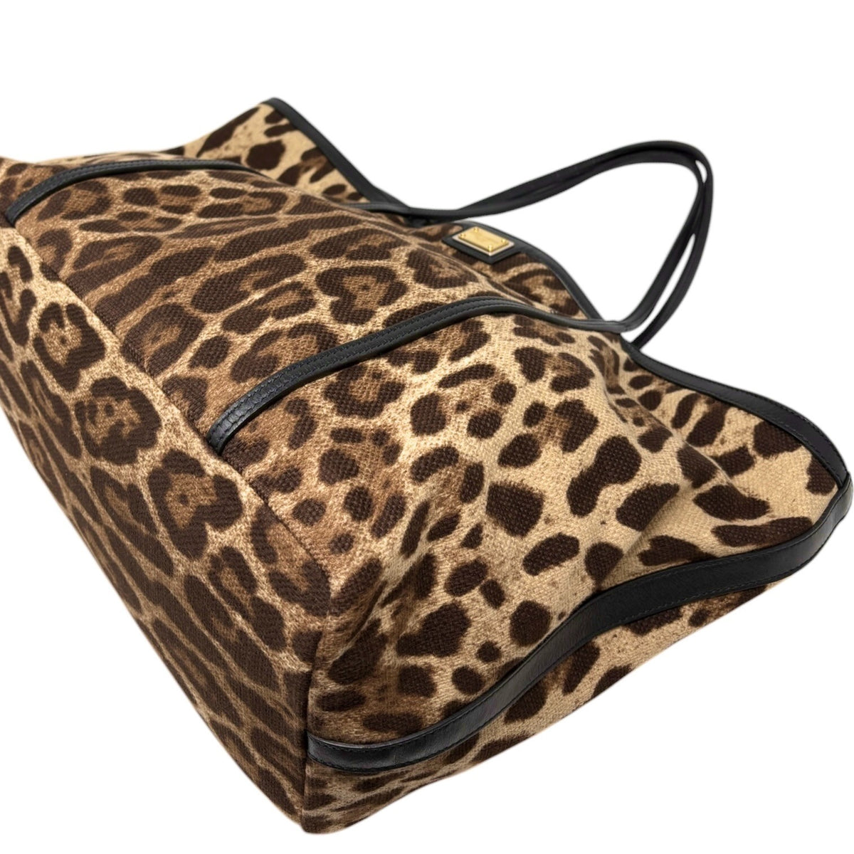 DOLCE&GABBANA Vintage Logo Leopard Large Tote Bag Brown Beige Canvas 902912
