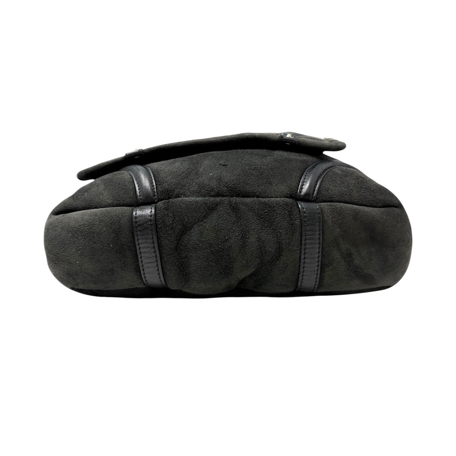 CHANEL Vintage 2006 CC Logo Shearling Messenger Crossbody Bag Black Mouton