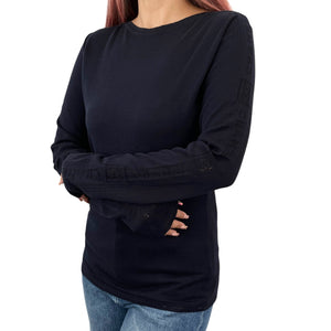 CHANEL Sport Vintage 07C Coco Mark Logo Sweater #38 Dark Blue Cotton RankAB
