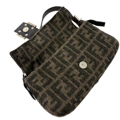 FENDI Vintage FF Zucca Knit Cashmere Mamma Baguette Shoulder Bag Brown 902212