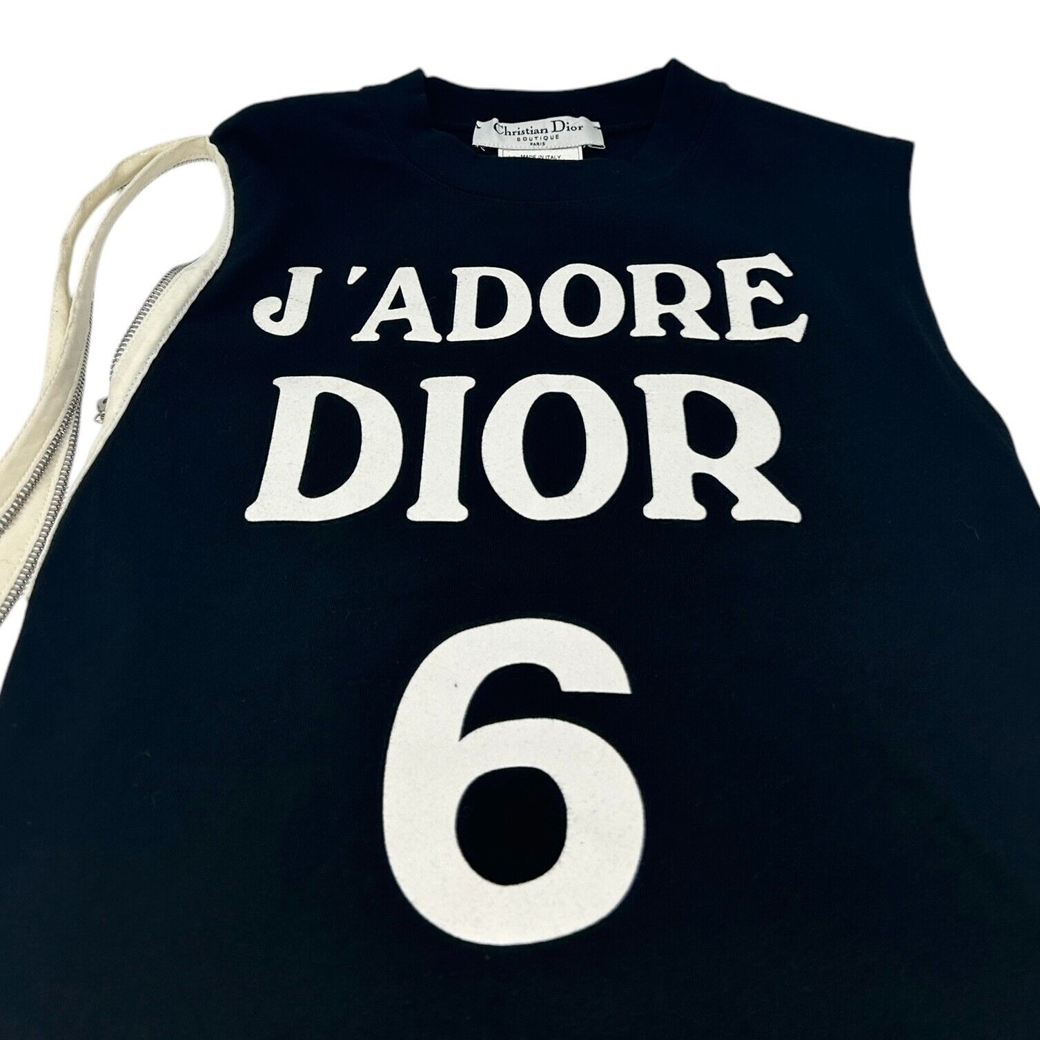 Christian Dior Vintage 2001 J'ADORE Logo Tank Top #40 Zip Black Cotton Rank AB