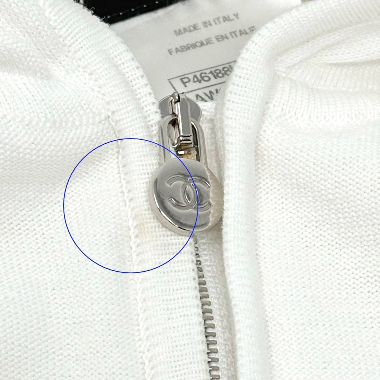 CHANEL Vintage P46188 CC Logo Zipped Hoodie Jacket Top #36 White Silver Cotton