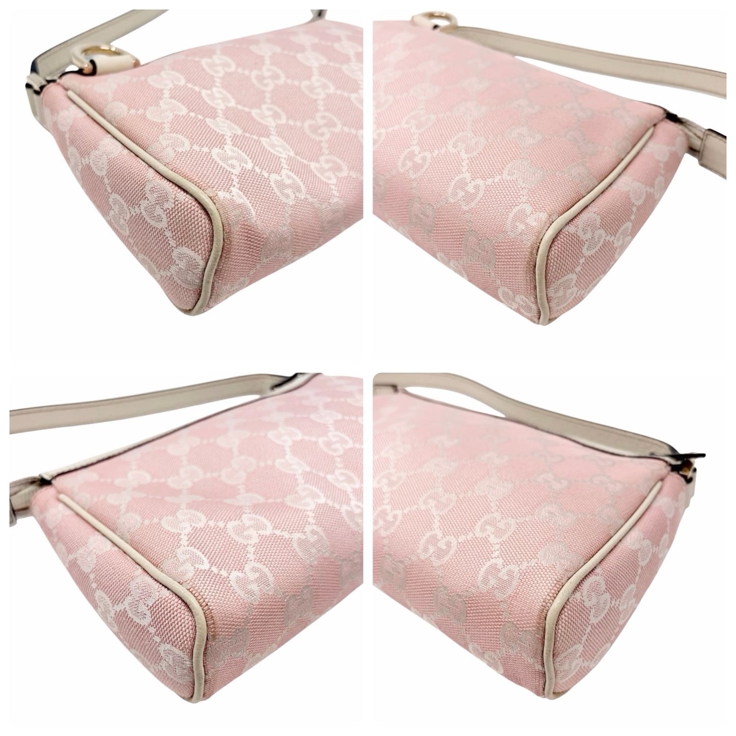 GUCCI Vintage GG Monogram Logo Abbey Shoulder Bag Pink Gold Canvas 902056
