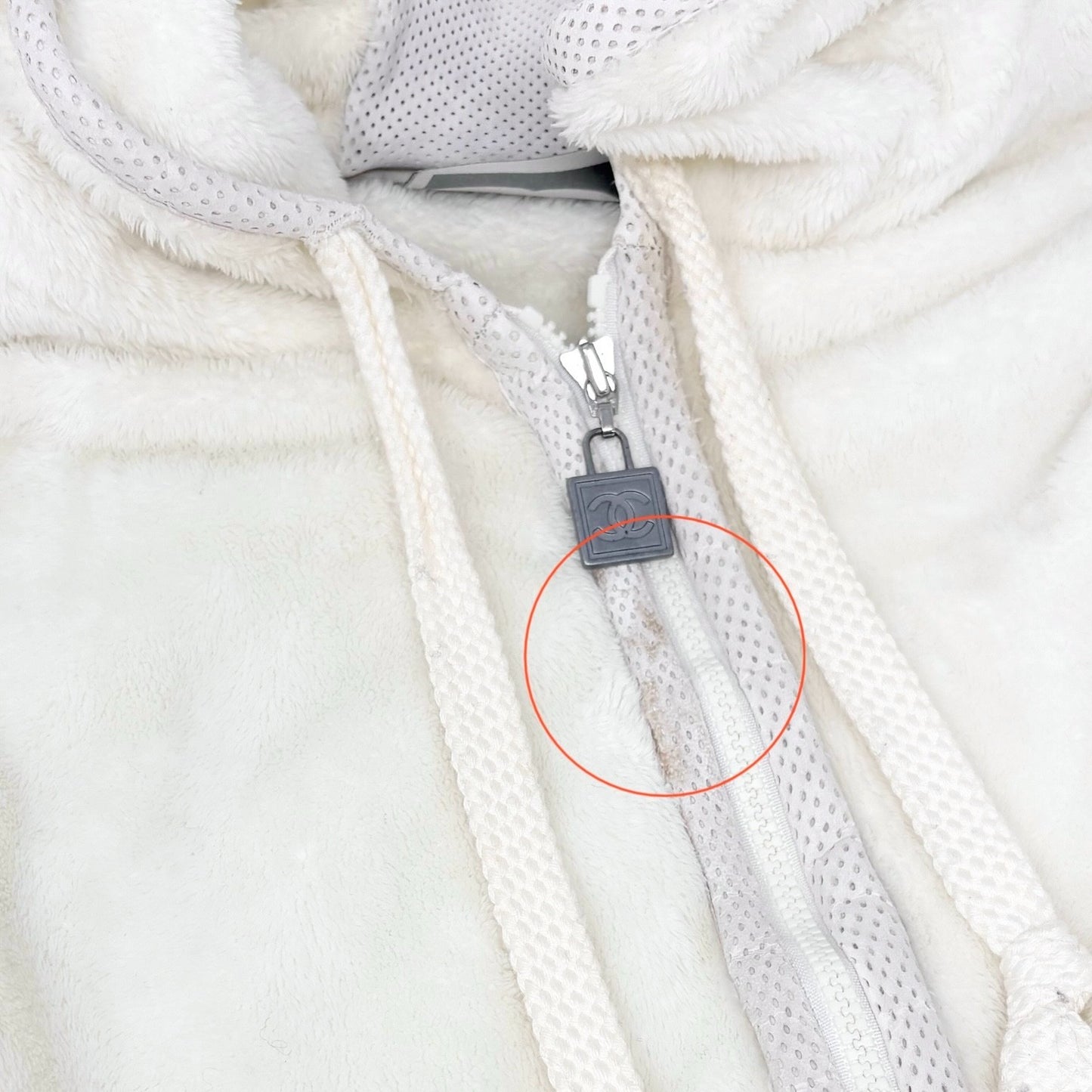 CHANEL Sport Vintage 09C CC Mark Logo Zip Hoddie Jacket #38 White Polyester
