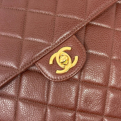 CHANEL Vintage CC Turnlock Quilted Flap Crossbody Bag Brown Gold Leather 902843