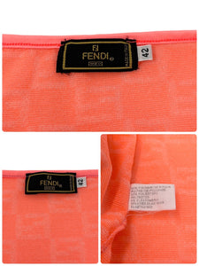 FENDI Vintage Zucchino Monogram Camisole Skirt Set Terrycloth Pink Nylon RankAB