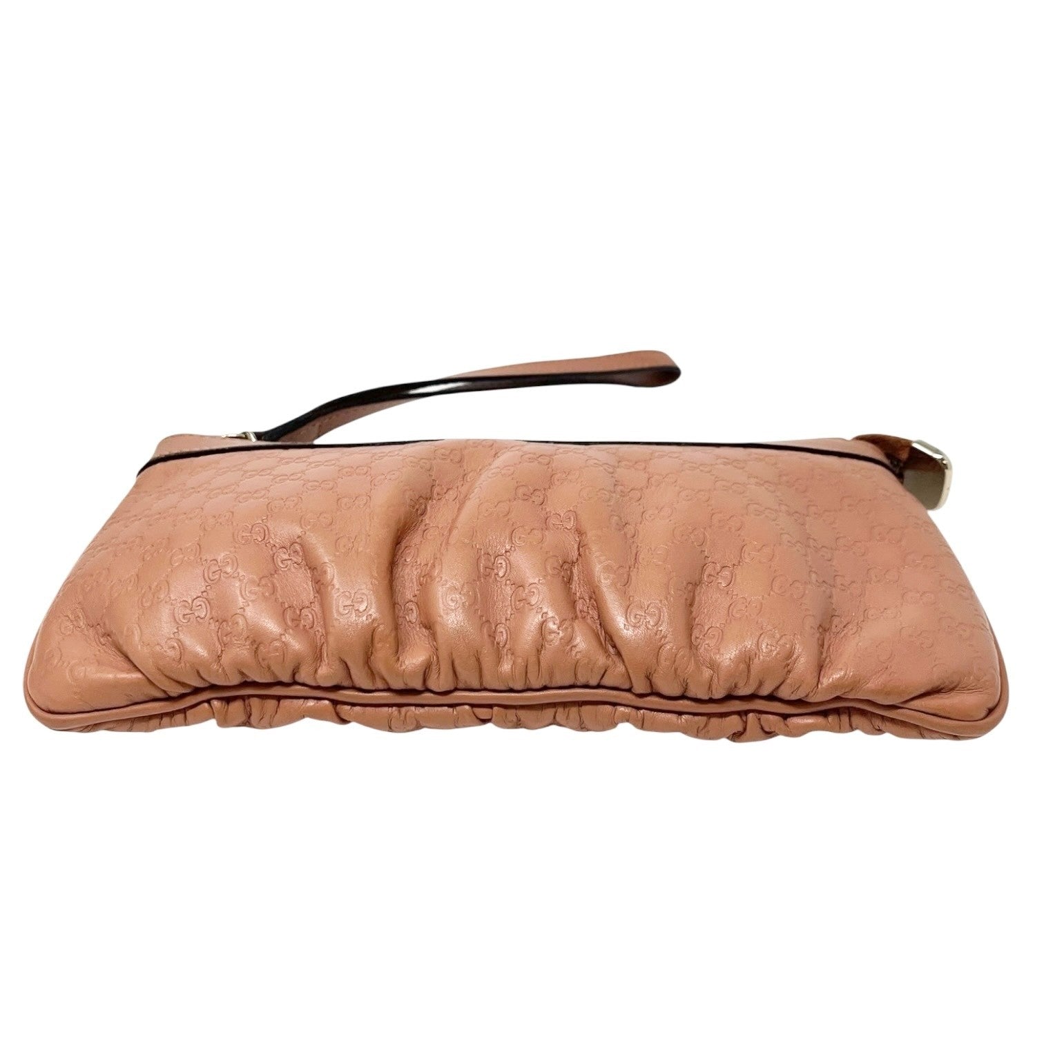 GUCCI Vintage GG Monogram Mini Clutch Bag Wallet Orange Gold Leather Cotton