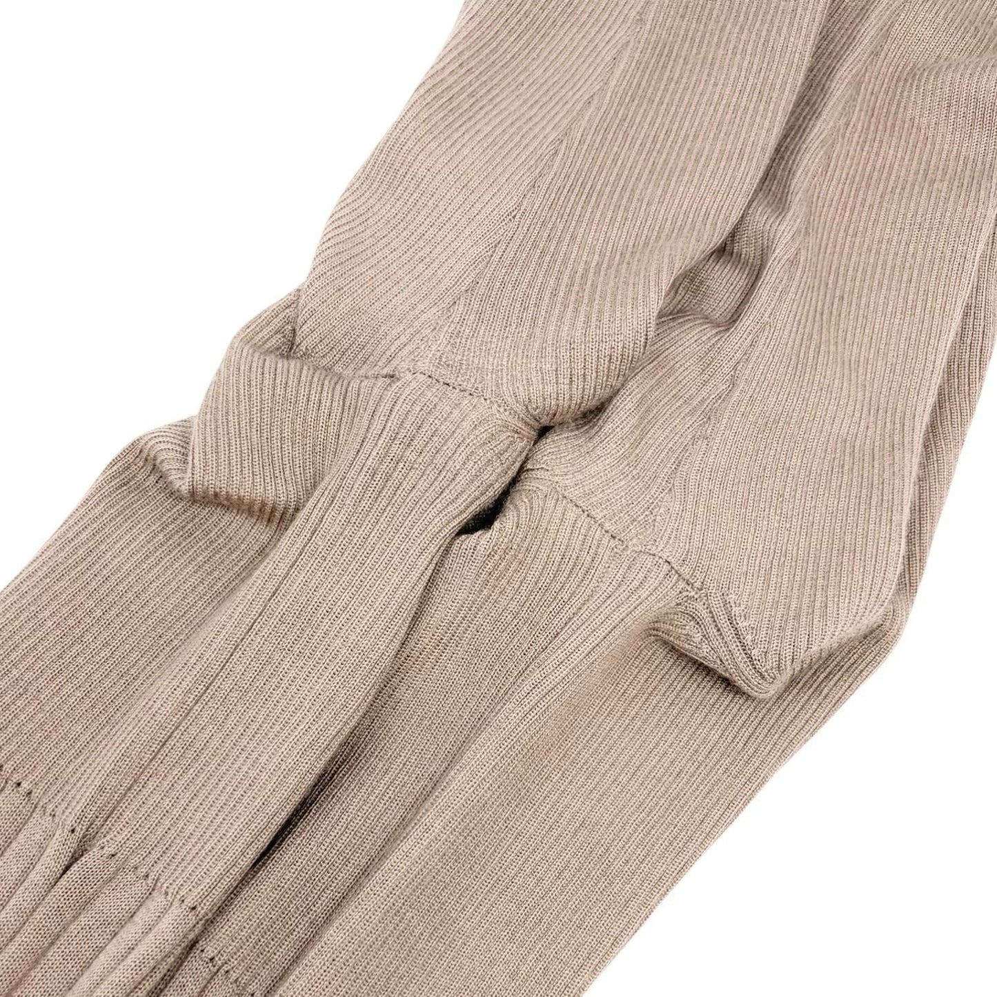 CHANEL Vintage 00A CC Logo Rib Knit Sweater Top #42 Beige Cashmere Silk 902082