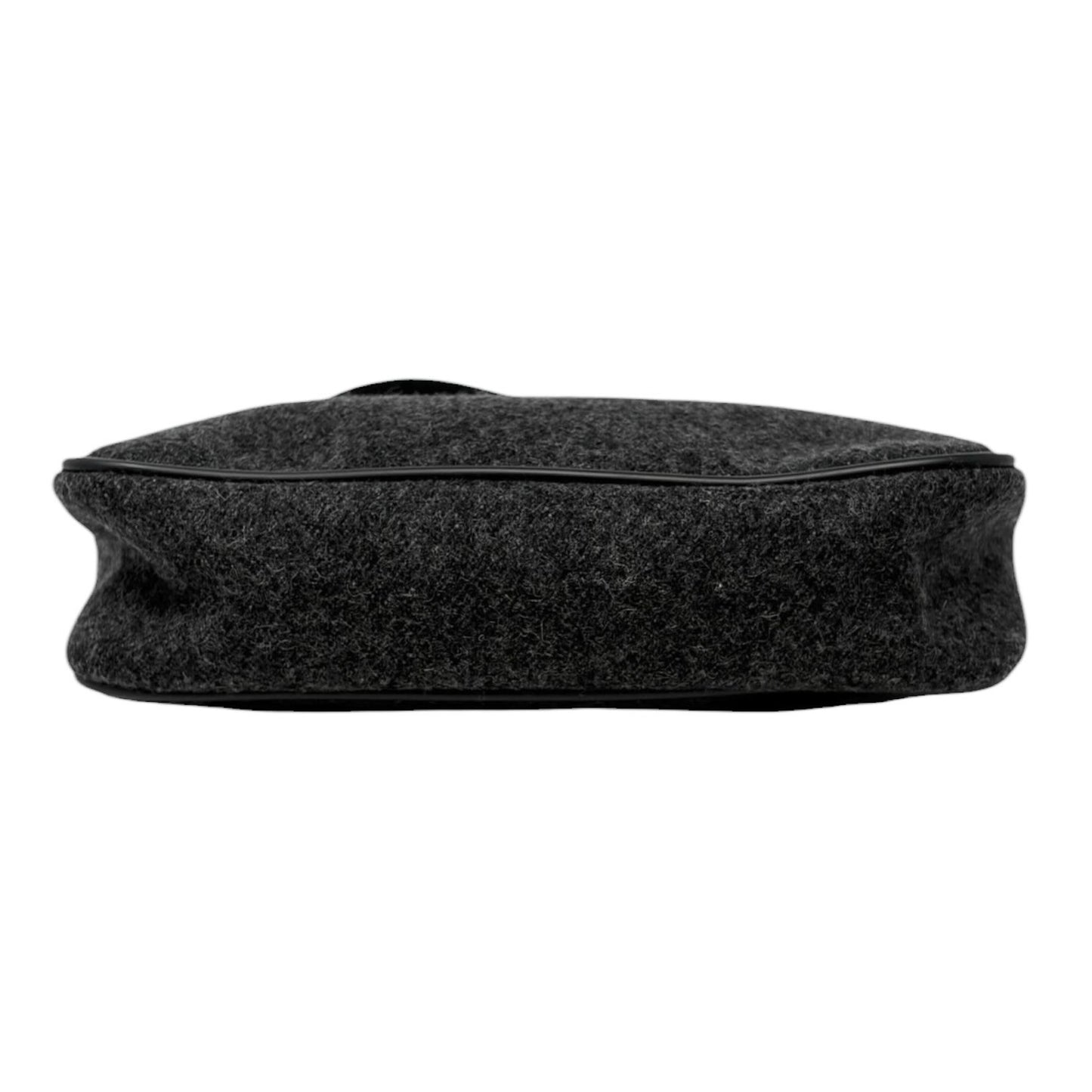 PRADA Sport Vintage Logo Wool Mini Bag Pochette Pouch Gray Black Leather