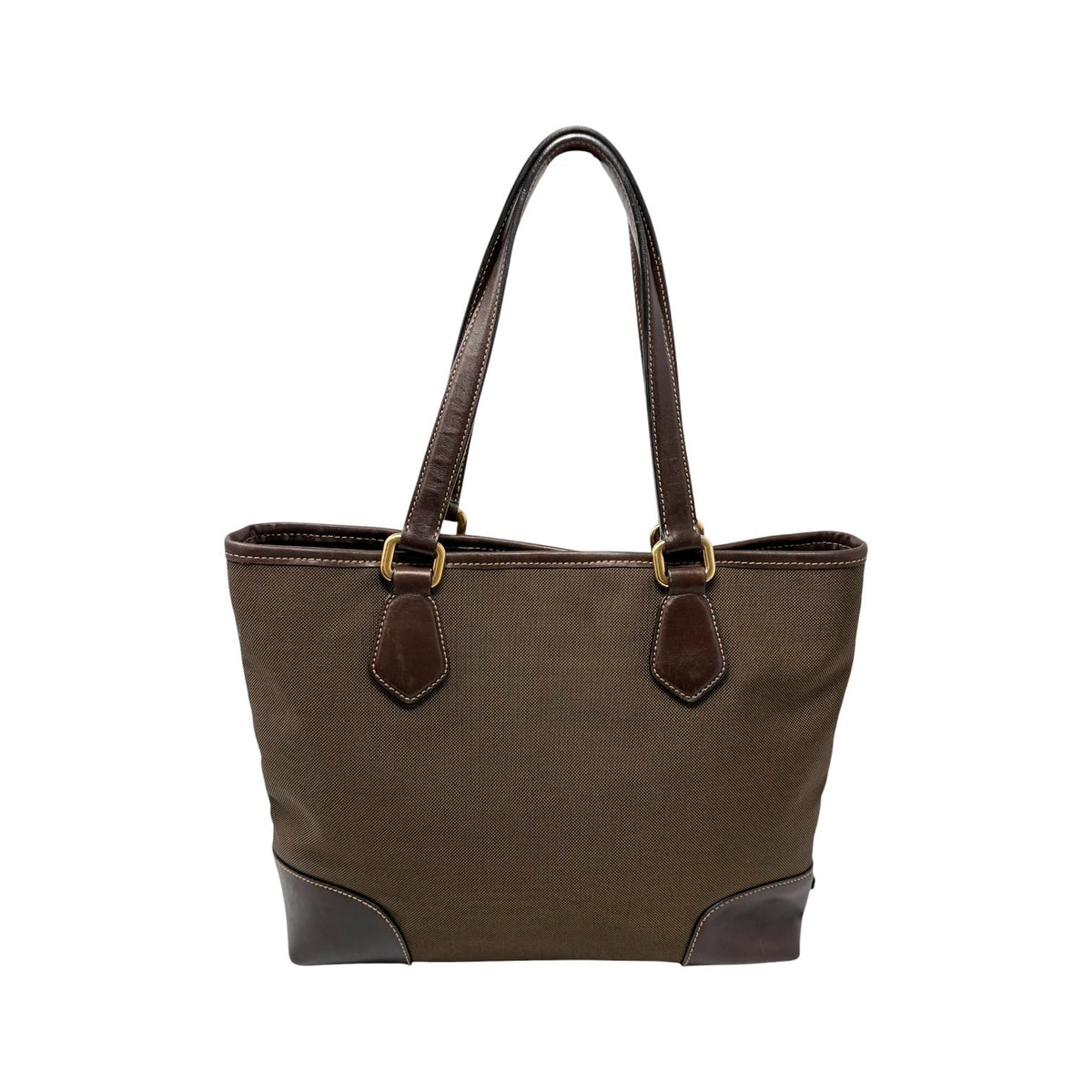 PRADA Vintage Triangle Logo Milano Jacquard Shoulder Tote Bag Brown 902457